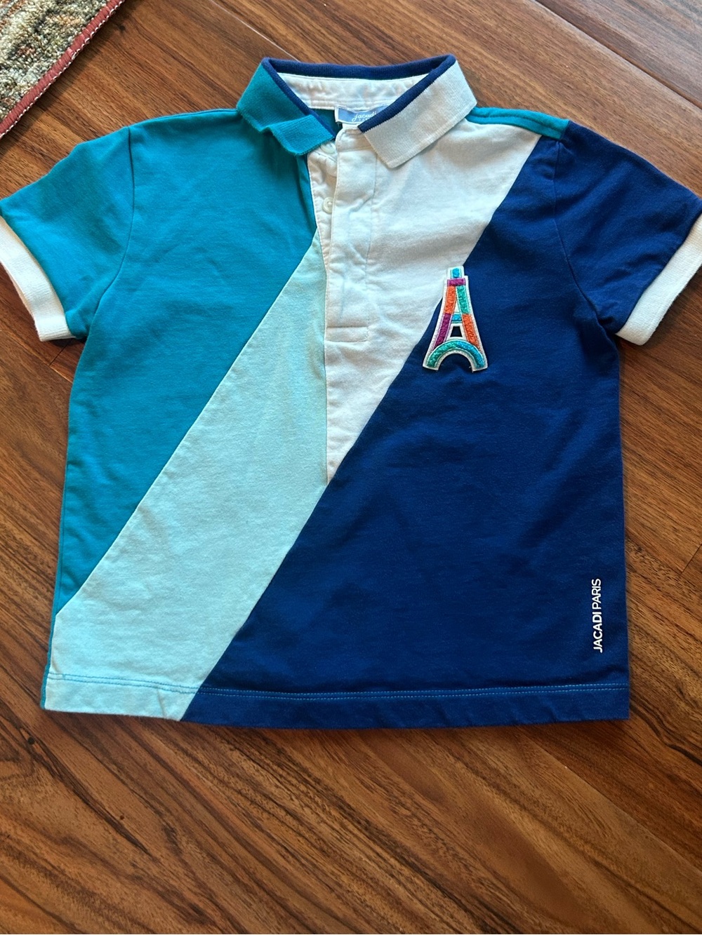 Jacadi Paris blue tower polo unisex shirt 6 6a